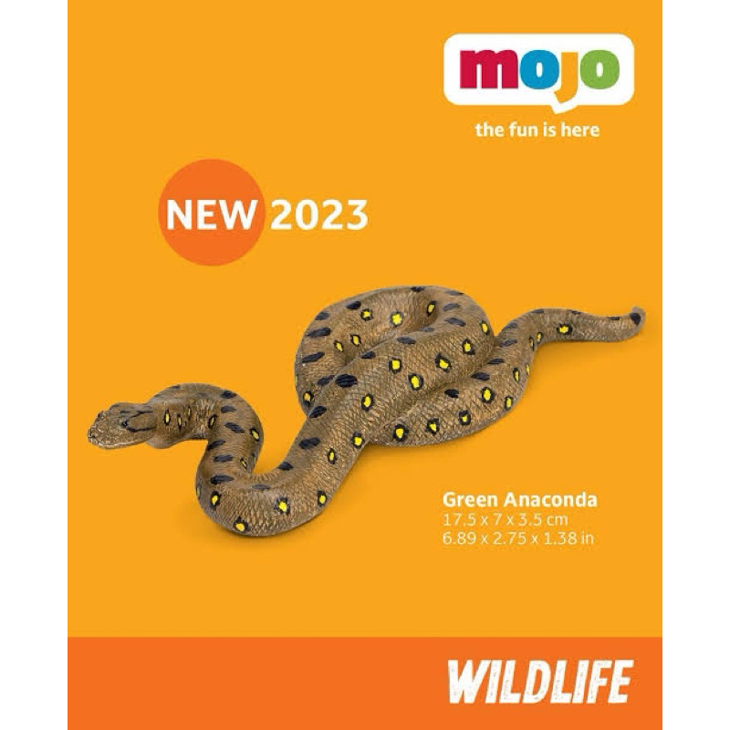 Mojo Fun Green Anaconda | Animal Figurine Anaconda | Mojo Anaconda | Miniatur Anaconda | Animal Figu