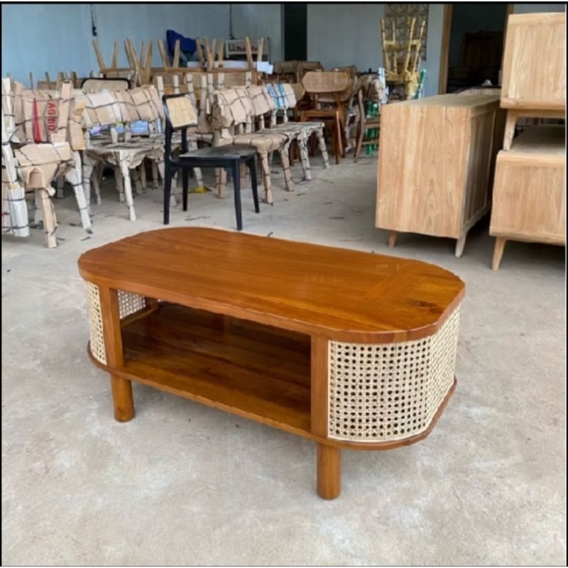 Link Paket Pesanan Furniture Jepara Meja Caffe Table Jati Rotan Mentahan - Meja Ruang Tamu