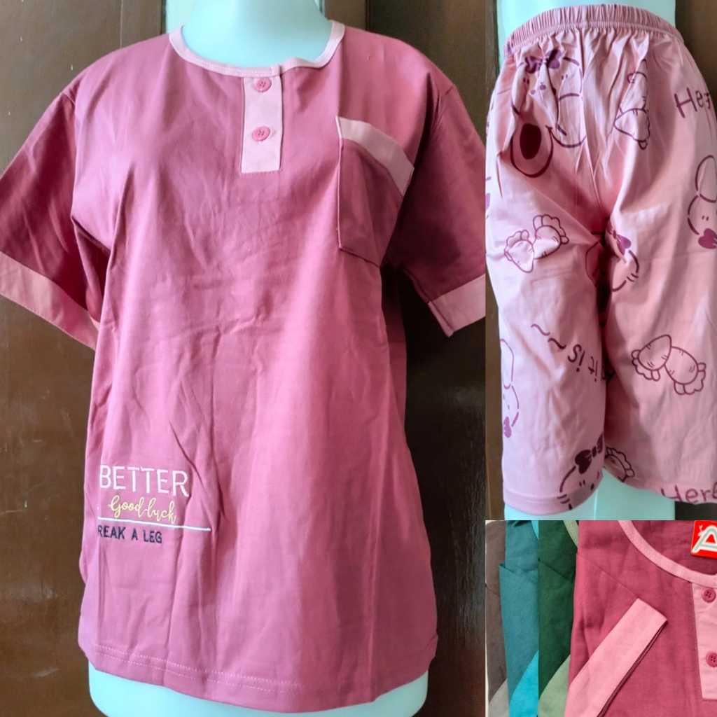 Babydoll Amro Label MERAH Celana Pendek Baju Tidur Baby Doll