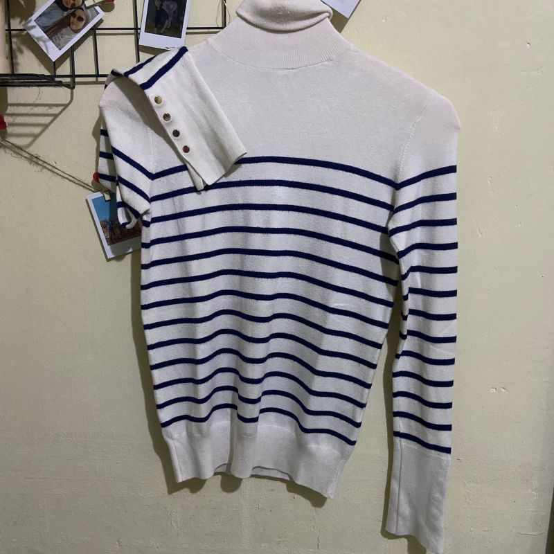 Zara KNIT STRIPED GOLD BUTTON preloved
