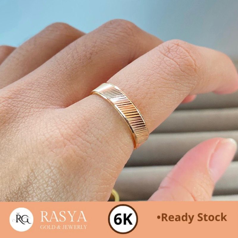 Cincin Emas Plat Kadar 6K/300 Variasi Serat Rambut 1-3 gr