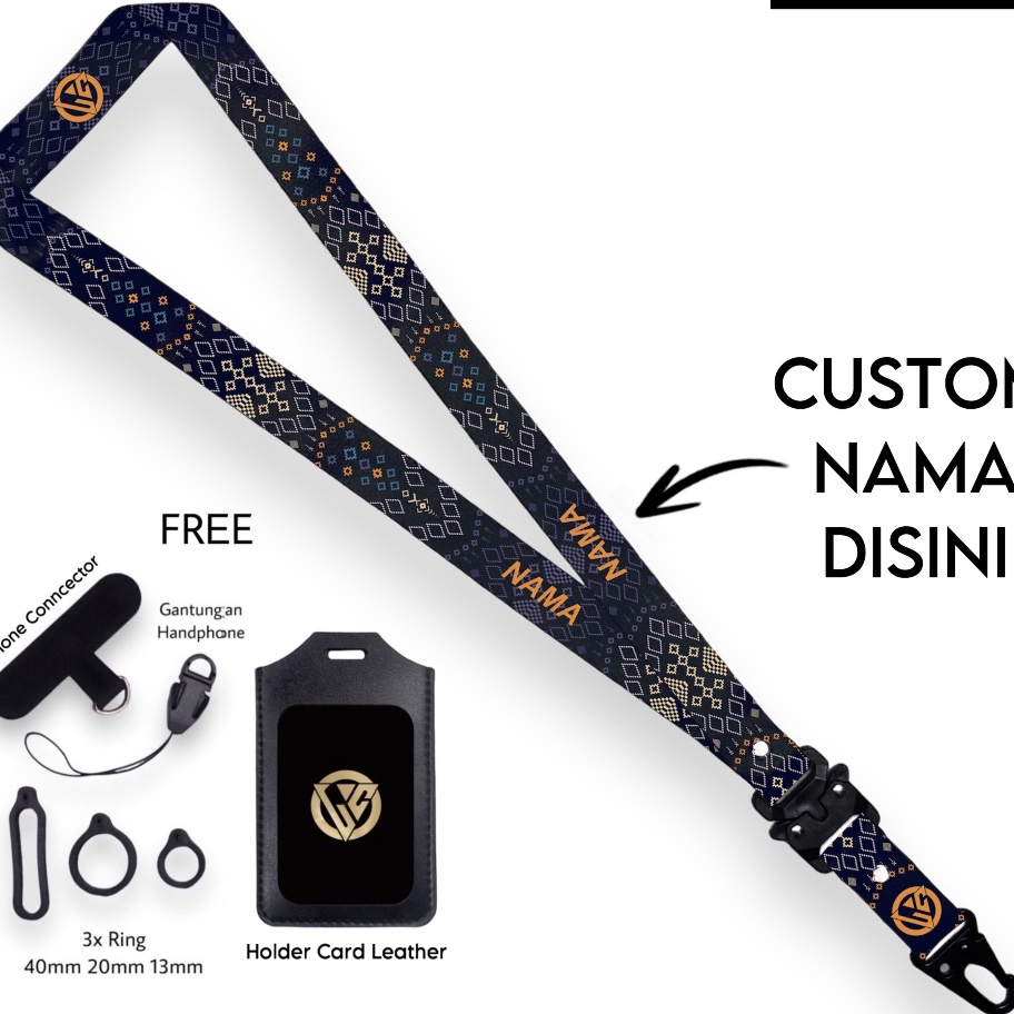 

Top JKTCH Craft Custom Nama Ethnic Nusantara Series Request Nama Satuan Gantungan Card Holder Tali 2cm