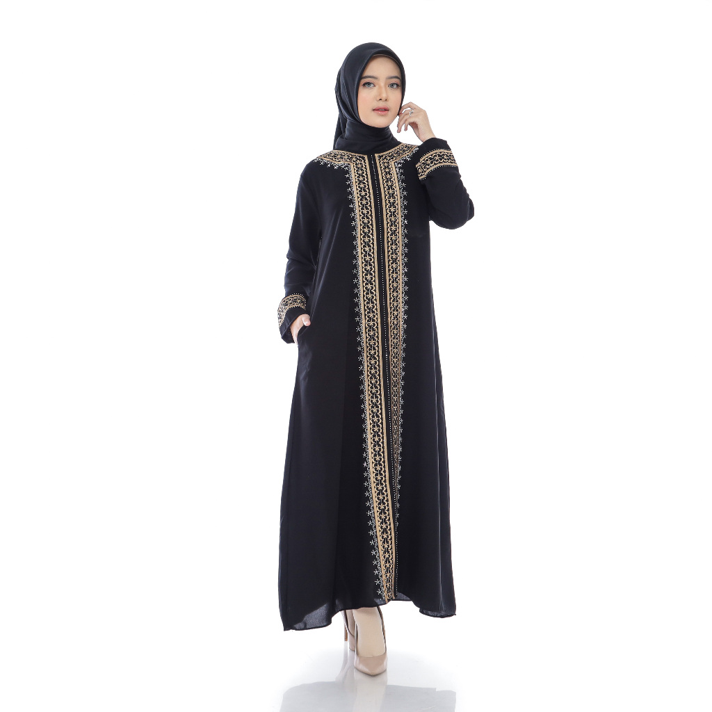 007 Dress Abaya Turkey Hitam Gamis Turki Muslim Variasi Bordir Payet Mewah