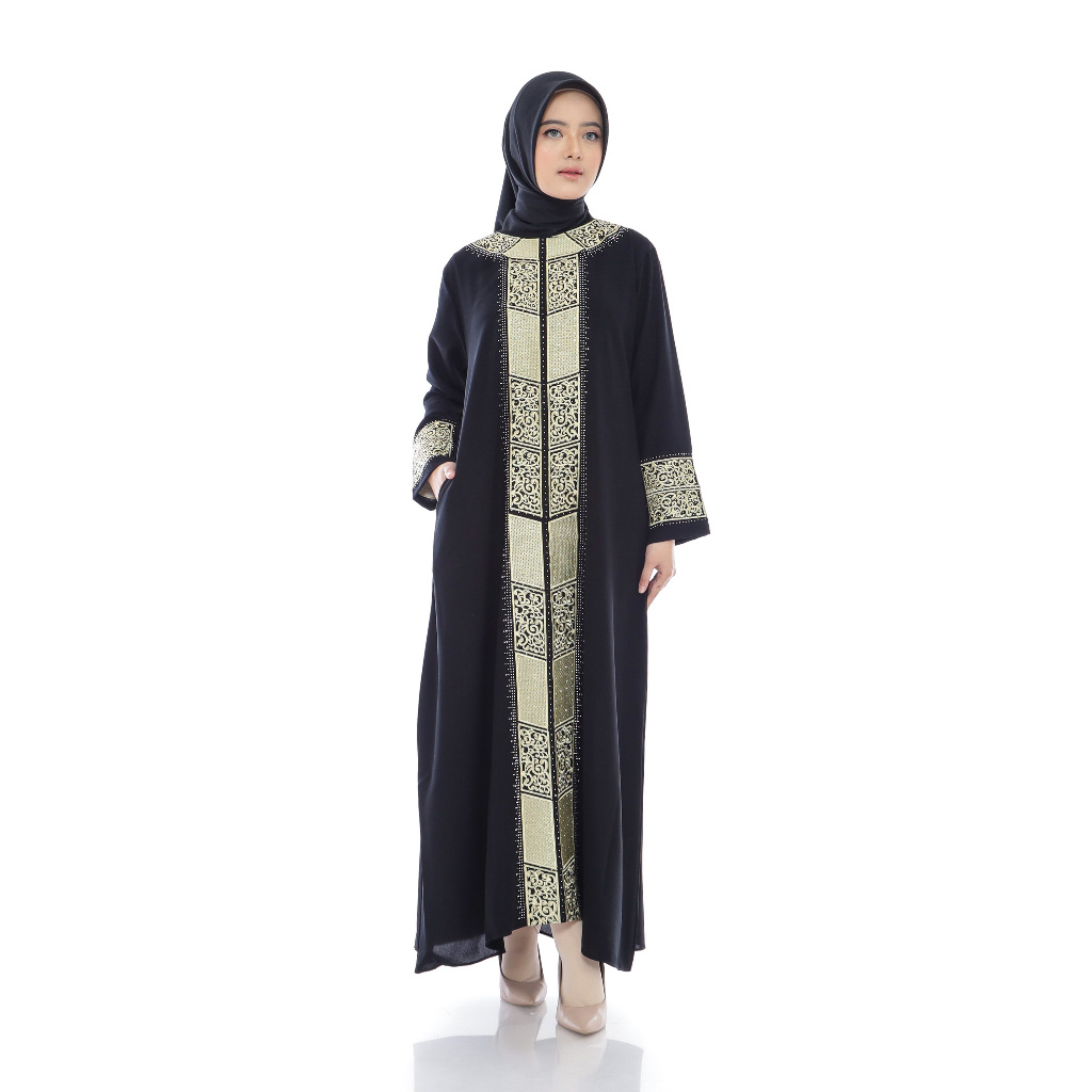 008 Dress Abaya Turkey Hitam Gamis Turki Muslim Variasi Bordir Payet Mewah