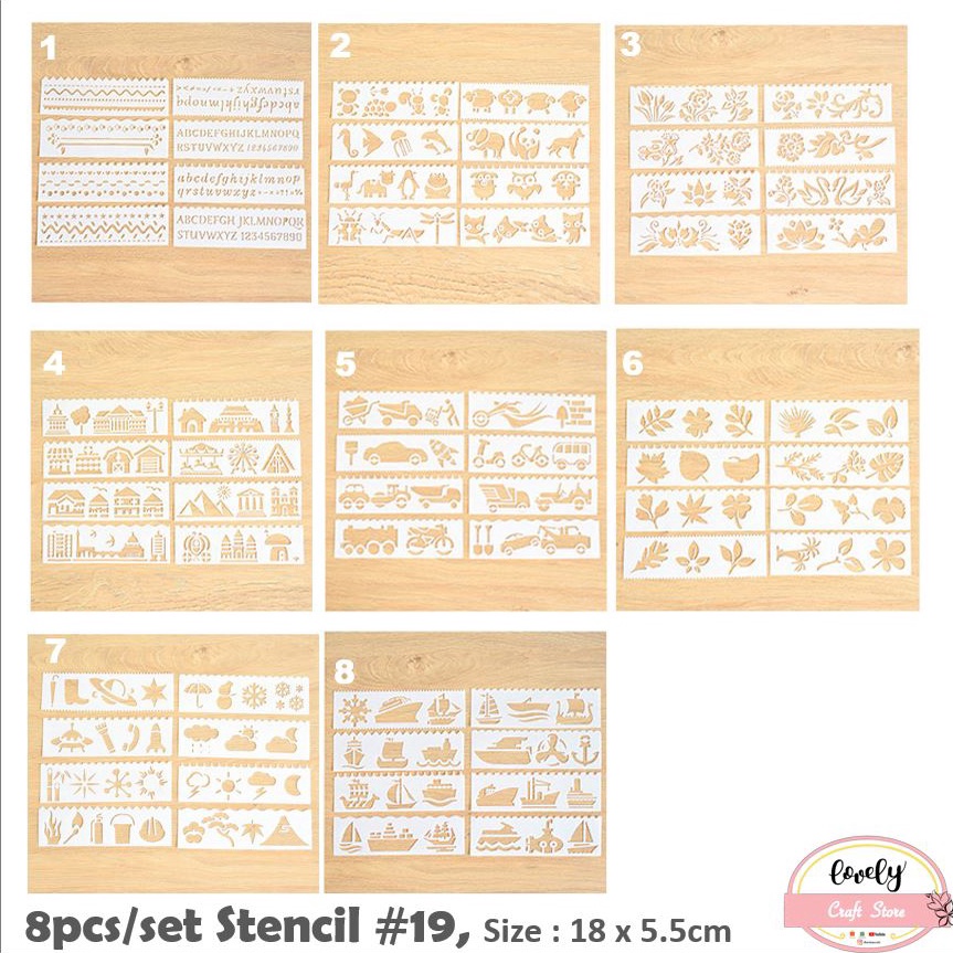 

Pesan Saja LovelyCraftStore 8pcsset Plastic Stencil S19 cetakan stensil lukis craft kue cake scrapbook