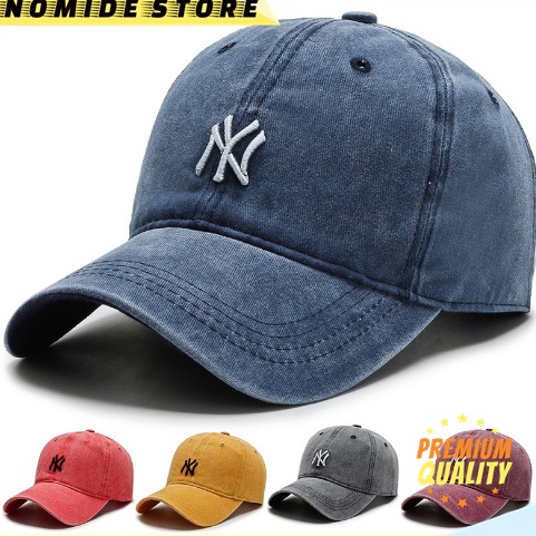 Hadir Terkini Topi Baseball Pria Wanita NY Import Bahan Denim Baseball Cap NY Jeans Topi Baseball NY