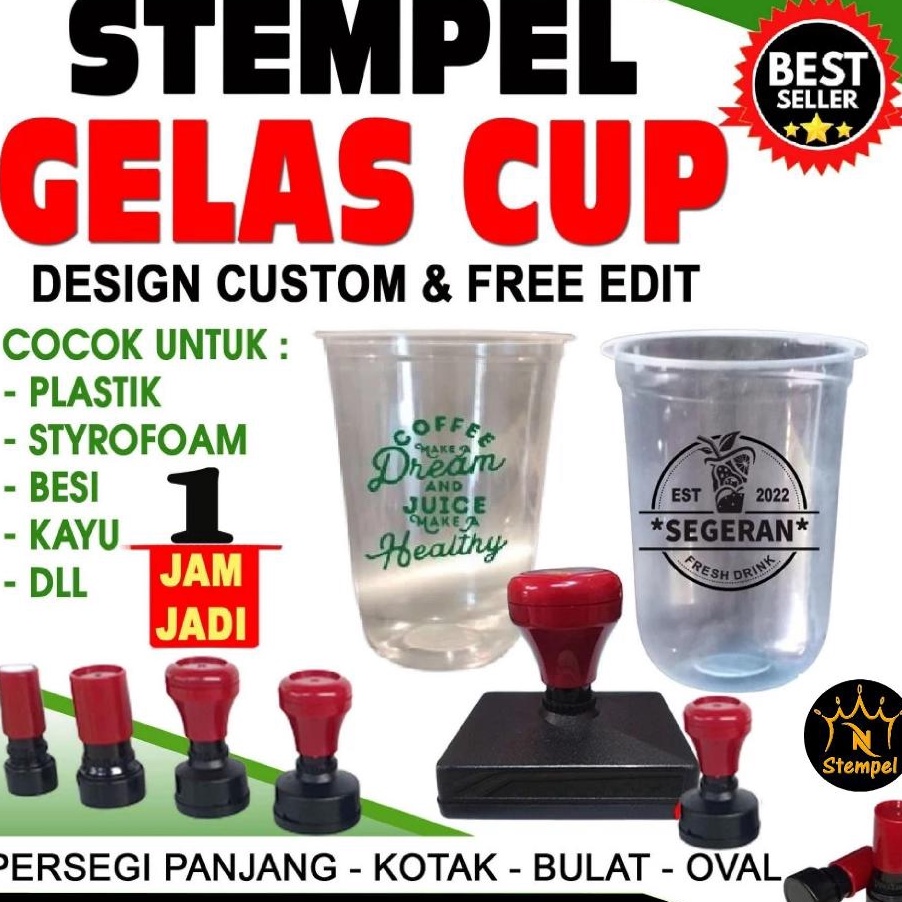 

FG2 stempel Gelas Cup Plastik CustomFree Tinta
