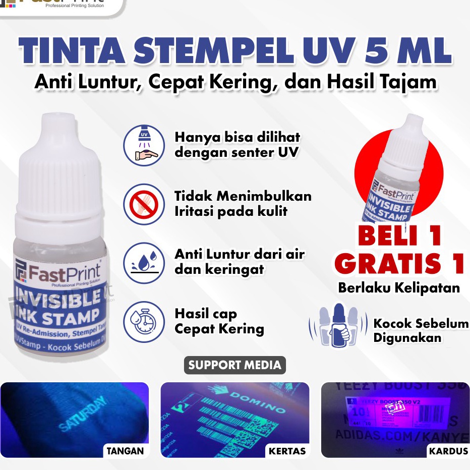 

FG2 Tinta Stempel UV Tinta Tangan Invisible Ink 5ML 5 ML