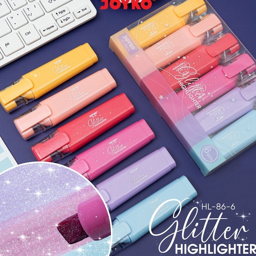 

Price Penanda Berwarna Hhlhter Joyko HL86 6 Warna Glitter 1 Set isi 6