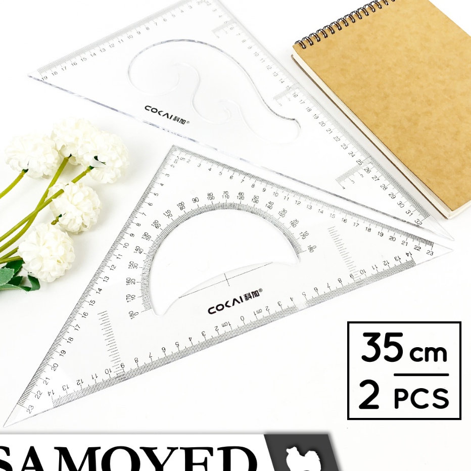 

FG2 SAMOYED RLSKJ1235 Penggaris Mistar Segita Busur Derajat Mal Pola Lengkung Kurva Wayang Jahit Transparan Bening Transparent Clear Triangle Triangular Ruler Protractor French Curve Set 35 cm