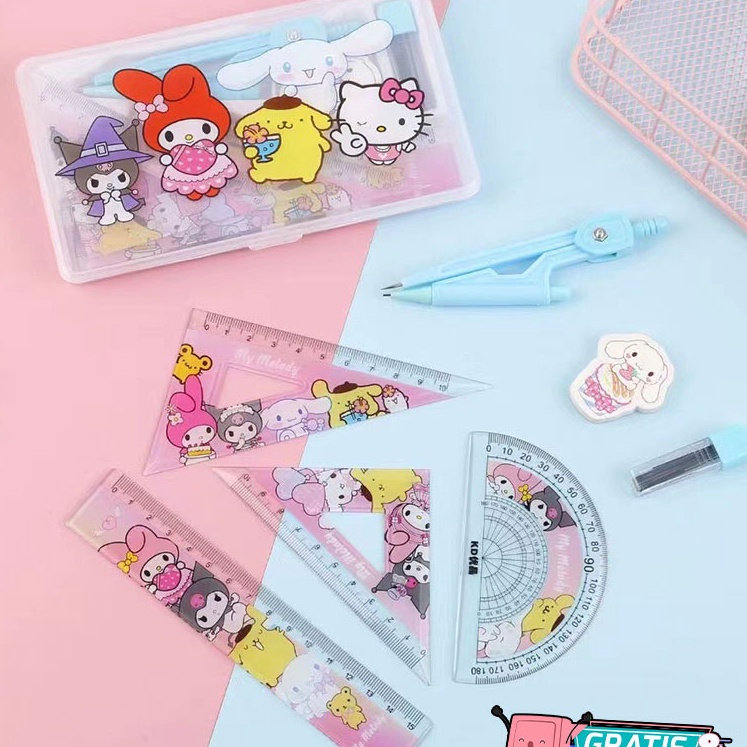 

Gila 4PCS garisan jangka set cute Set penggaris kuromi melody