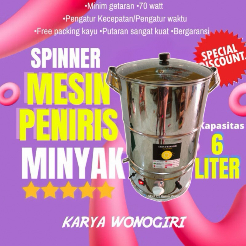 spiner peniris minyak stainles kapasitas 6 liter