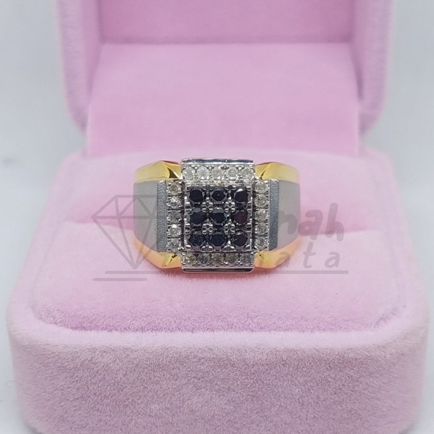 Cincin Berlian Pria Fashion Natural Berlian Hitam Asli Original Murah Intan Perak