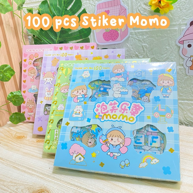 

100 Lembar Stiker Momo Motif Kartun Korea Lucu Anti Air Dekorasi