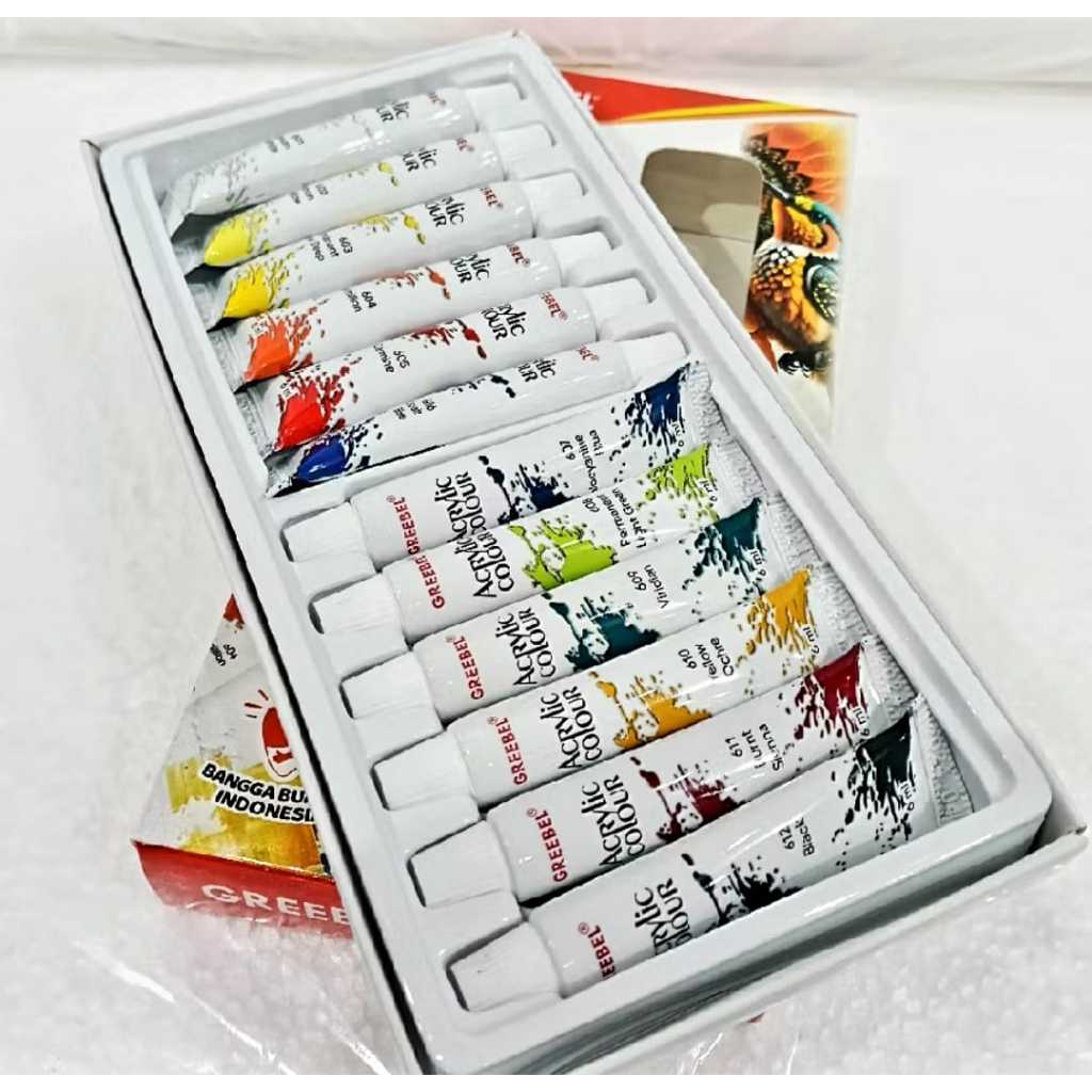 

mh CAT ACRYLIC PREMIUM SET 12 COLOUR GREEBEL 12 WARNA 6ML TERMURAH