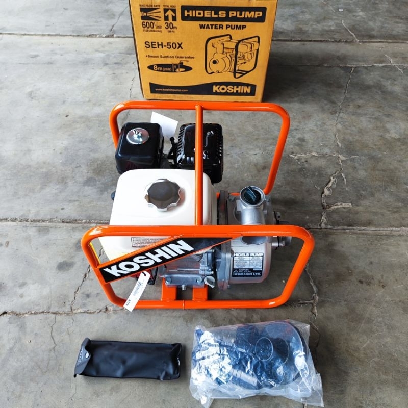 Honda GX120 Koshin SEH-50X Mesin Water Pump Alkon Pompa Sedot Air Irigasi Sawah 2" inch dim