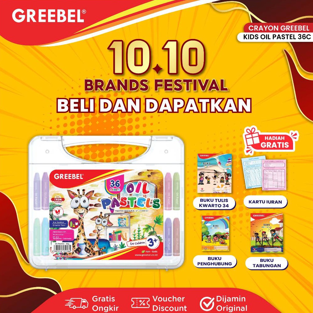 

KODE J48S GREEBEL Crayon Krayon KIDS OIL PASTEL 36 Warna KOP 36C Crayon Greebel Krayon 36 Warna Non toxic