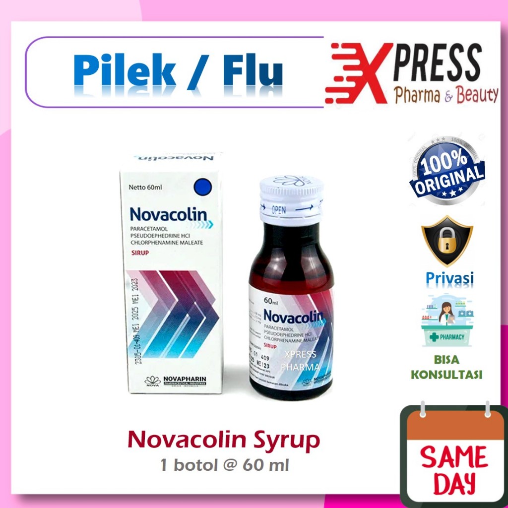 XPRESS  SYRUP NOVACOLIN Obat Pilek Flu Tablet Influenza Novakolin Nova Colin Demacolin Nofacolin Sir