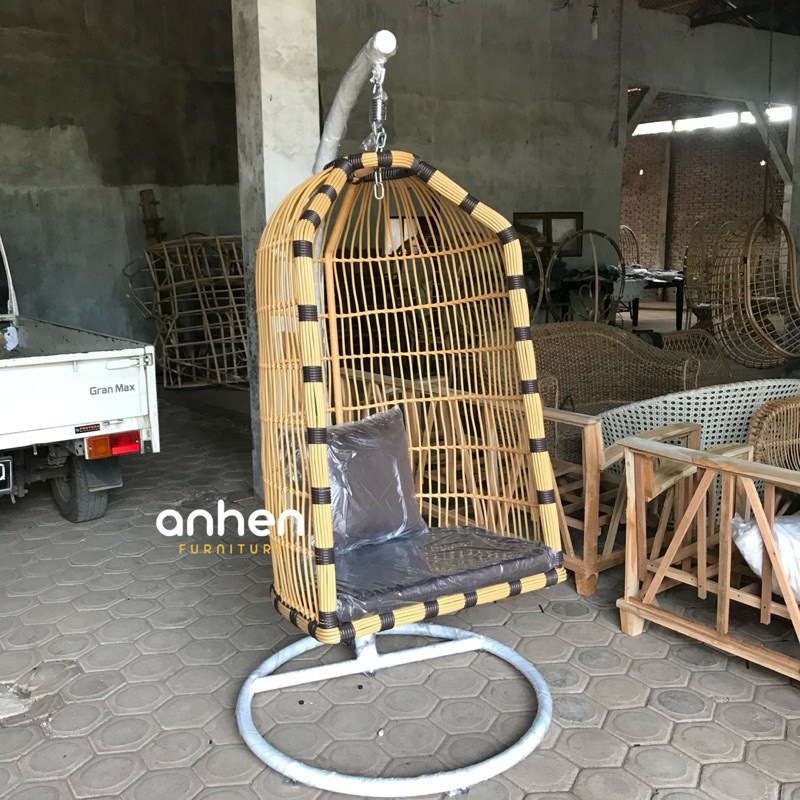 Ayunan Gantung Rotan Sintetis Model Sangkar / Ayunan Rotan Sintetis