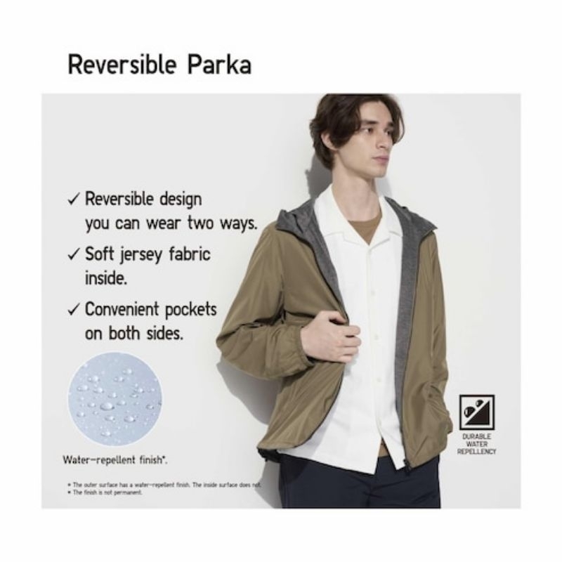 UNIQLO Reversible Parka Jacket Jaket Parka Reversibel Water Repellent ORIGINAL