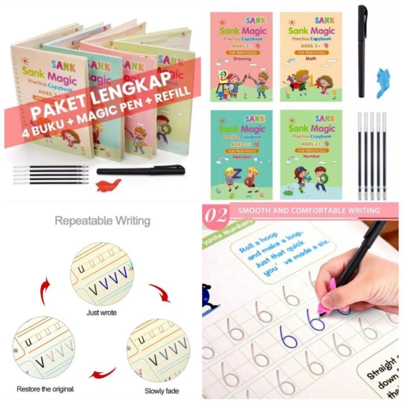

Sank Magic Alfabet set isi 4 book + magic pen+ reffil/medan free ongkir