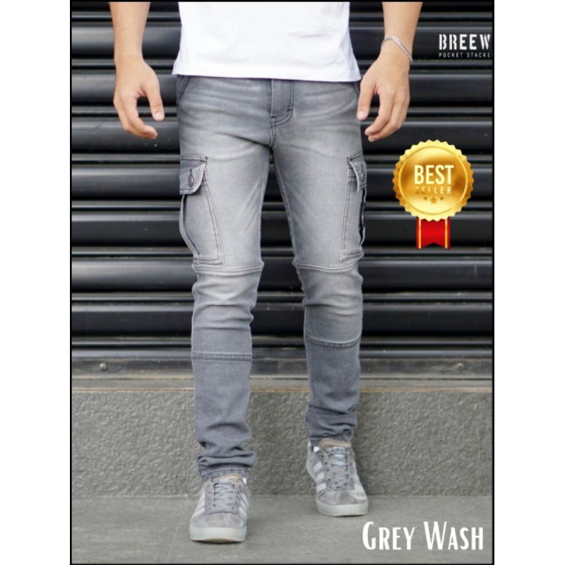 murah cargo jeans jumbo 28-48 celana cargo jeans slim fit pria