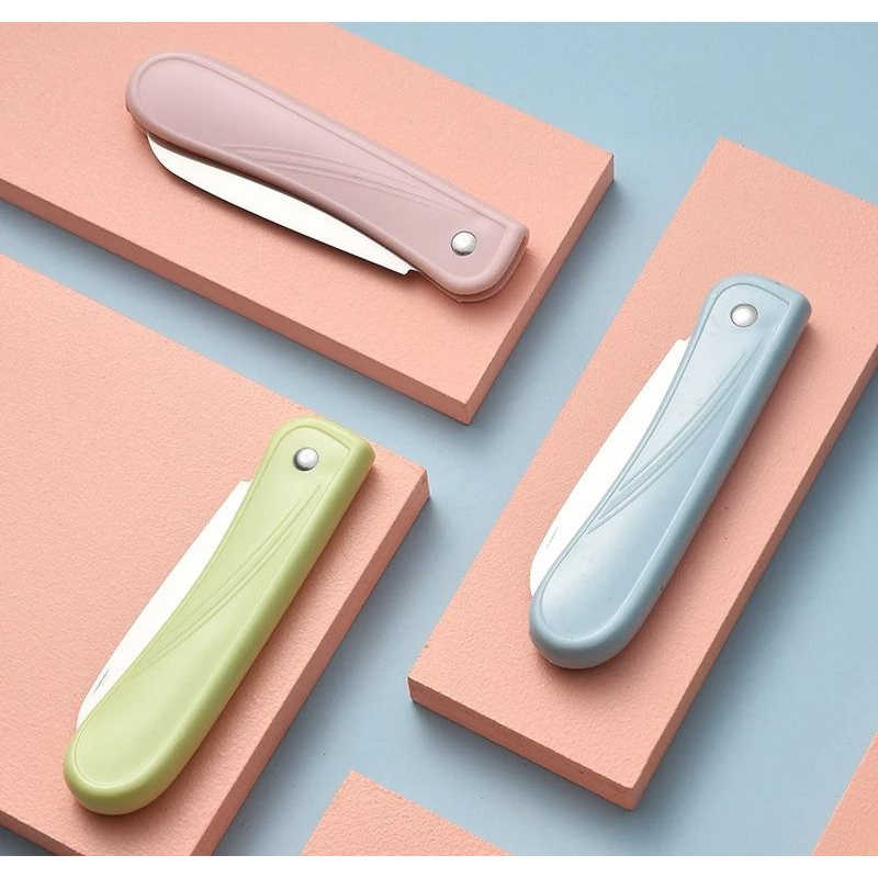 Pisau Lipat Stainless Pisau Kupas Buah Pisau Travel Mini Pisau Lipat Dapur Tajam