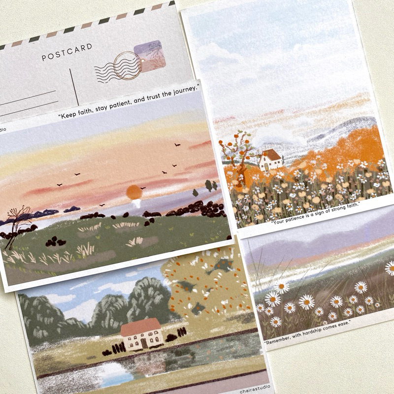 

Postcard lukisan aesthetic minimalist/ postcard A6 bolak balik