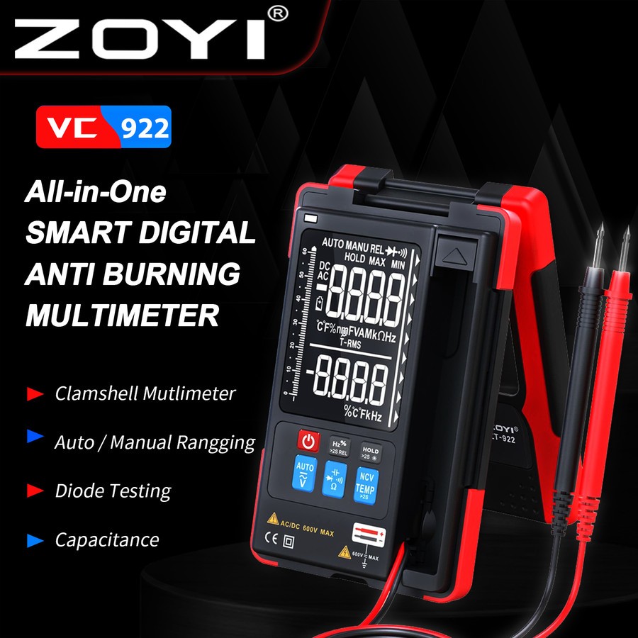 ZOYI ZT-922 Multimeter Avometer Ukur Arus listrik 4000uf 10mhz Diode N