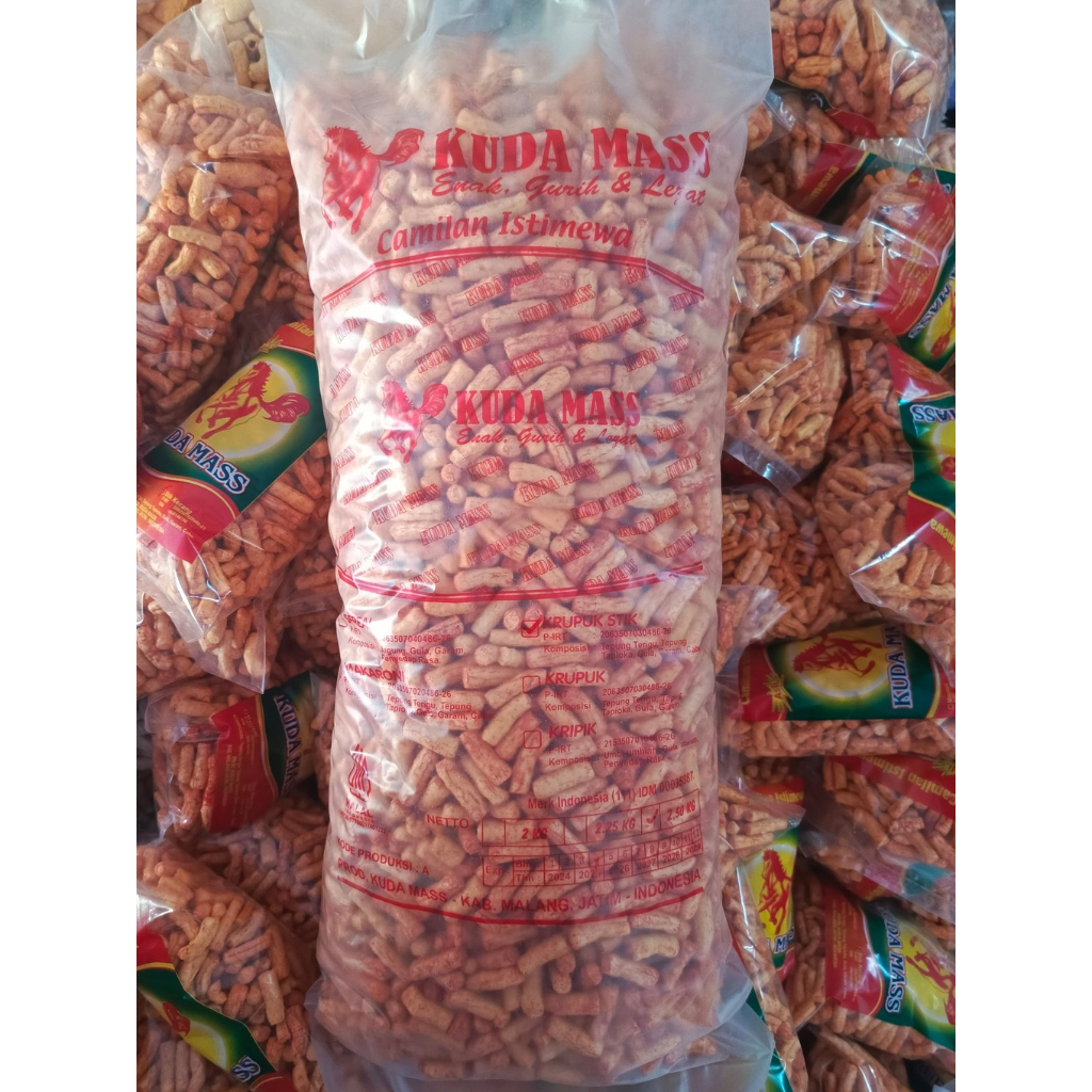 

2,5 Kg KERUPUK STIK IKAN TONGKOL/KERANG RASA BALADO UD. KUDA MASS A