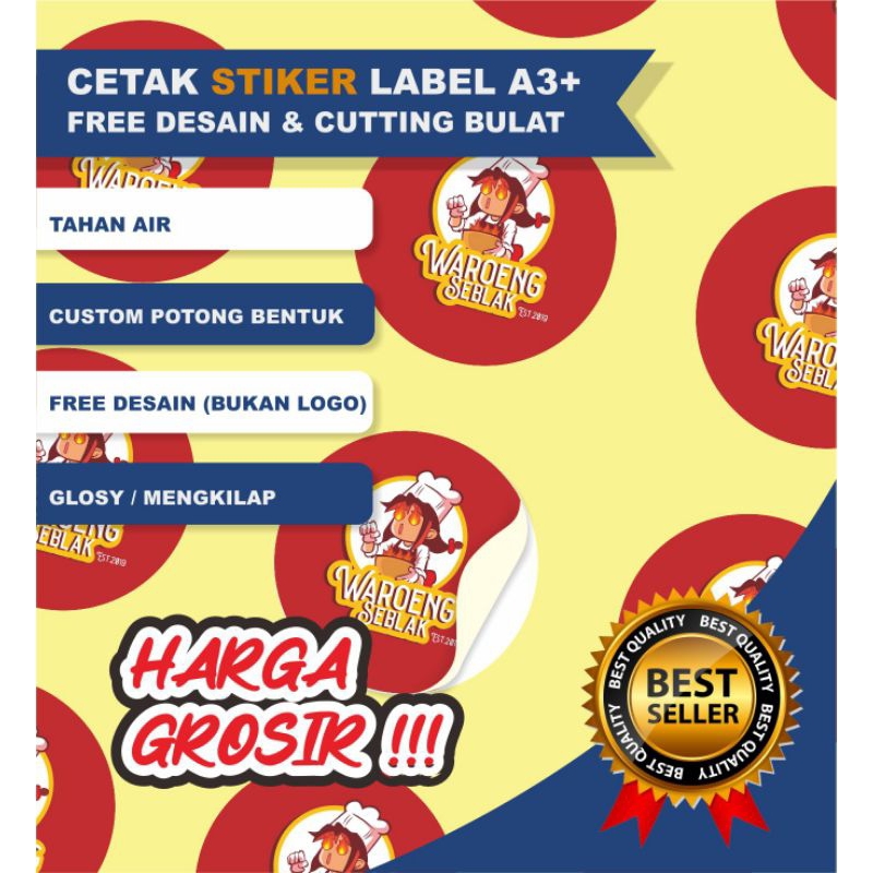 

cetak stiker A3+ glossy sudah free potong bentuk
