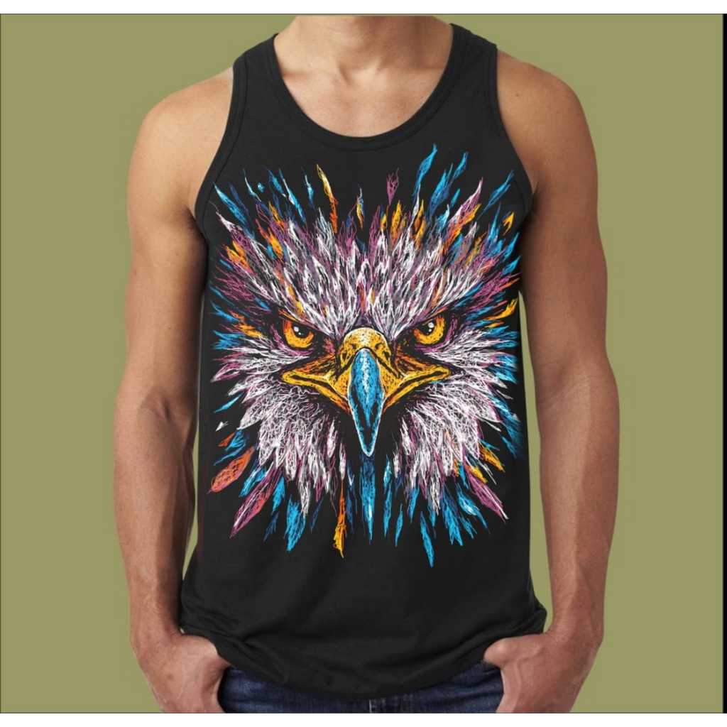 Kaos Dalam / Singlet Pria / TankTop Motif Owl Batik
