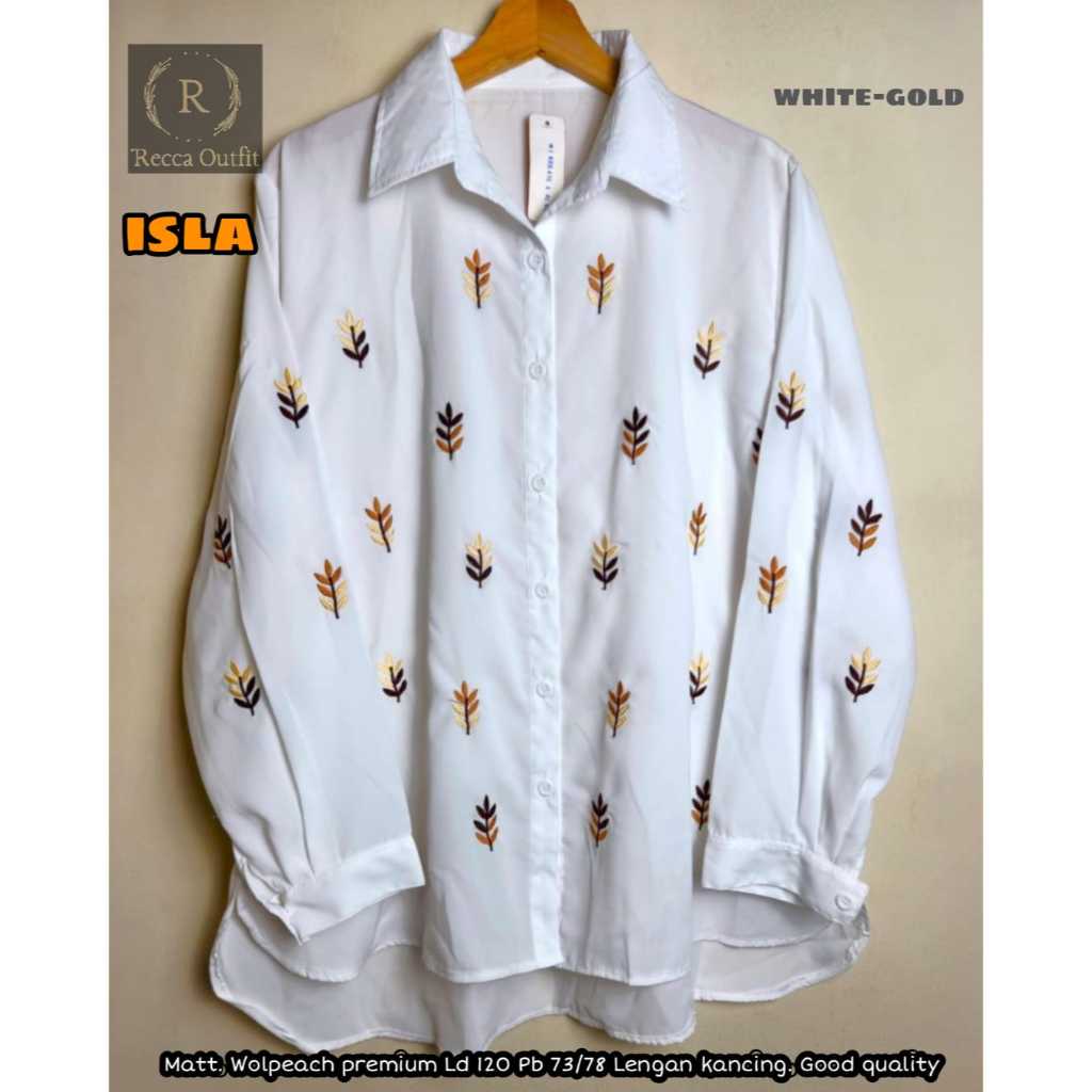 Baju Atasan Blouse Wanita Putih Bordir Bunga LD 120 Isla Top Bahan Wolpeach Recca