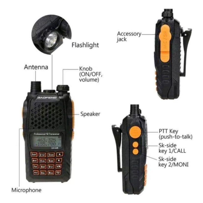 FRREE Earphone HT UV6R ht handy talky dualband uv-6r Radio Komunikasi uv 6R HT UV [COD]