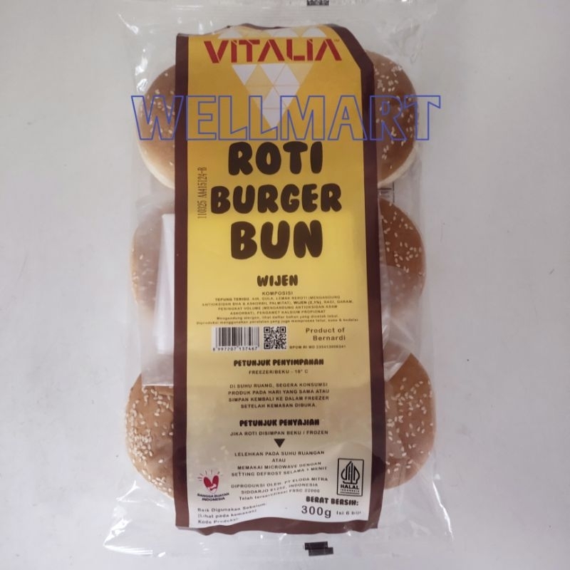 

Vitalia Roti Burger Wijen Isi 6 Pcs 300gr Roti Burger Bun