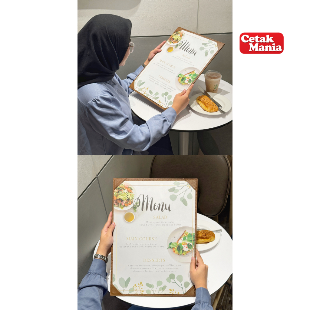 

Cetak Mania - Buku Menu Kulit Cafe Series Varian 1 sisi (One View) ukuran A3 Coklat - Cafe, Coffee