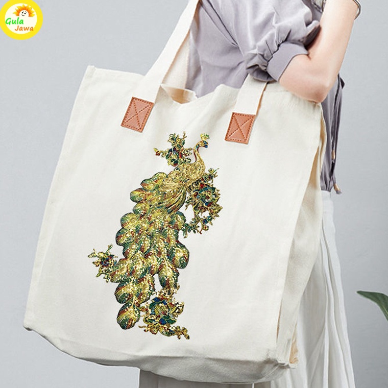 KODE S83S Bordir Burung Merak 47cm Full Payet Peack Full Sequin Bordir Payet Tempel Mewah Bordiran B