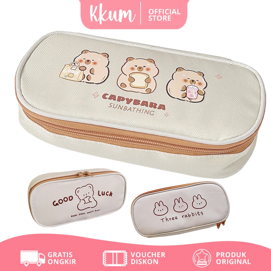 

KKUM Tempat Pensil Capybara Canvas/ Pencil Case Softcase Cute