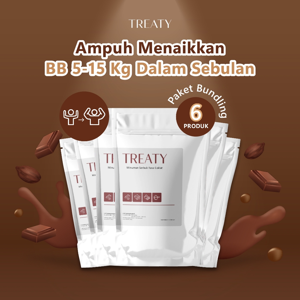 

Paket Bundling isi 6 | Treaty Susu Penggemuk Badan Rasa Coklat | Susu Penambah Berat Badan Permanen BPOM