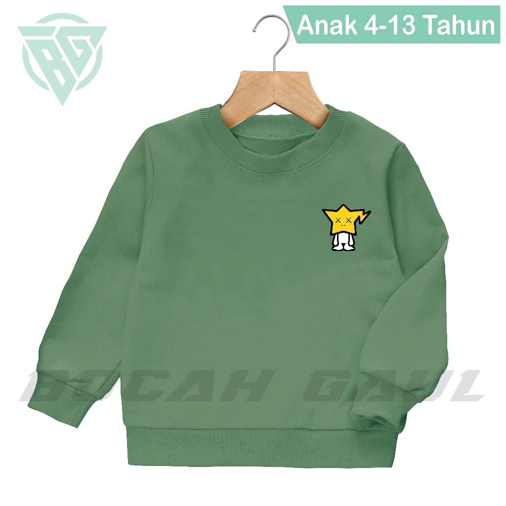 Sweater Crewneck Anak Laki-laki/Perempuan Usia 4-13 Tahun Motif Sablon BAPExDBZ Bahan Tebal