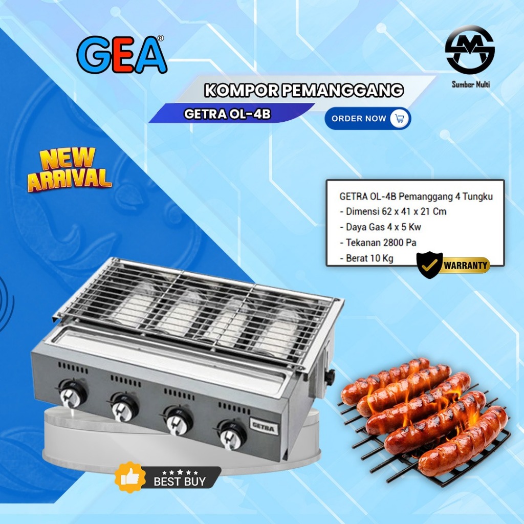 GRILLER GETRA 4 TUNGKU / KOMPOR  PANGGANG OL - 4B - 4 TUNGKU