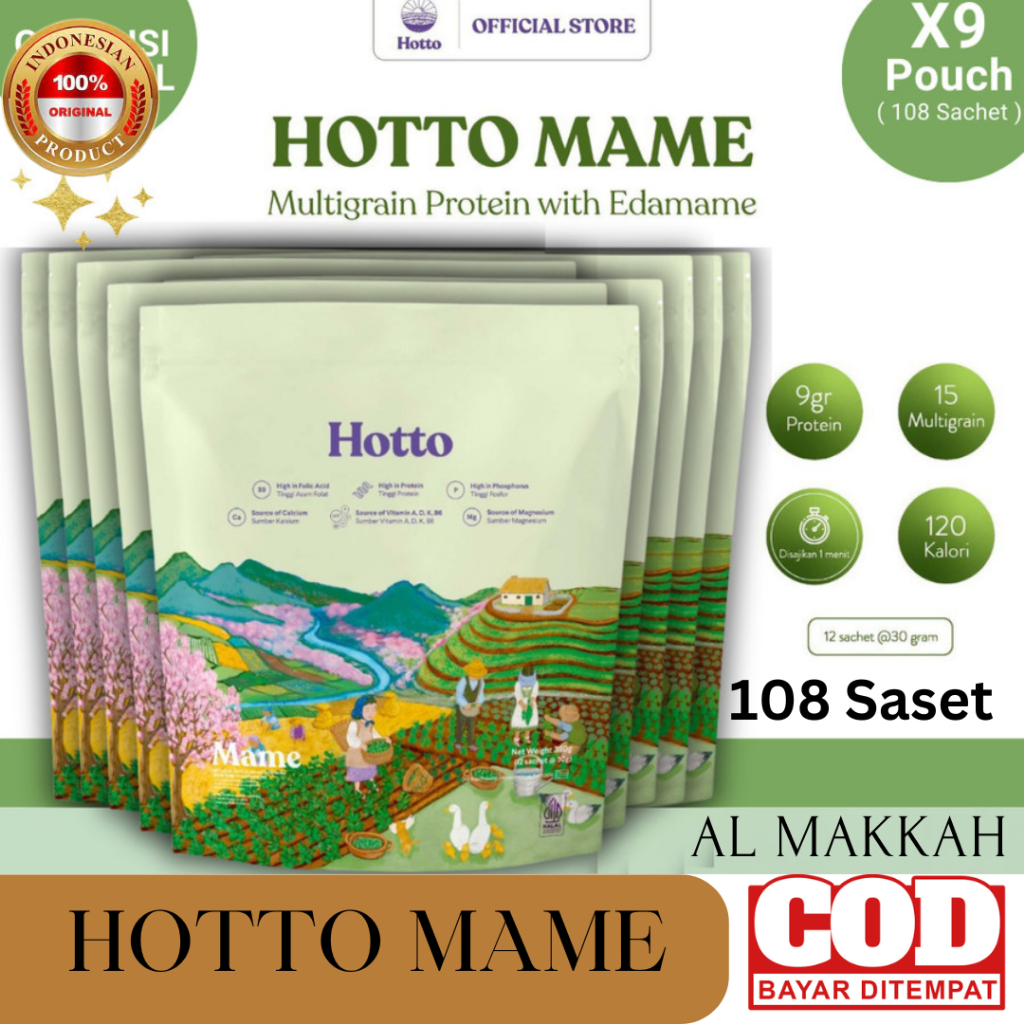 

Hotto Mame 9 Pouch (108 Sachet) Multigrain Tinggi Protein dengan Edamame Superfoo
