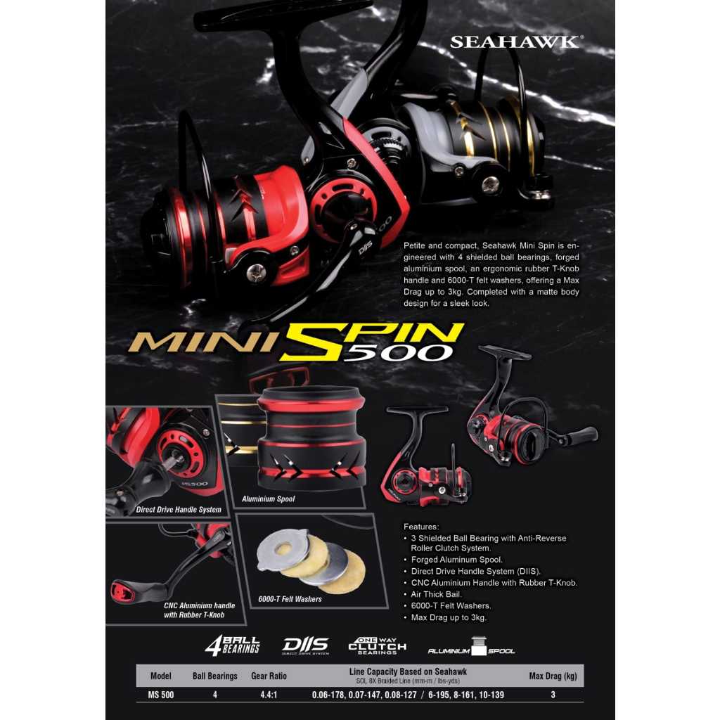 Reel SPINNING SEAHAWK MINI SPIN 500 (POWER HANDLE)