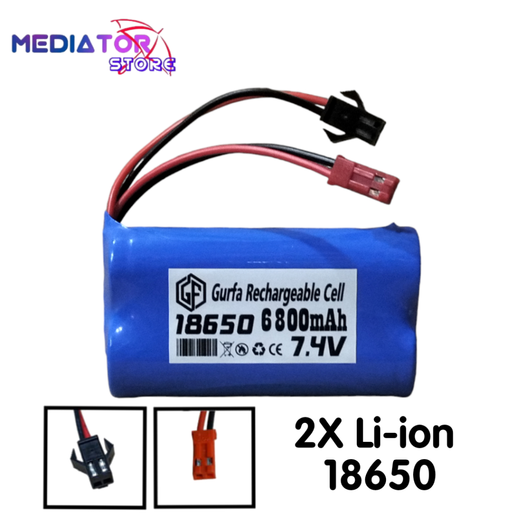 Baterai 18650 Mobil Remot/RC Double Socket Type 2x 18650 Li-ion 7.4volt Sesuaikan Soket