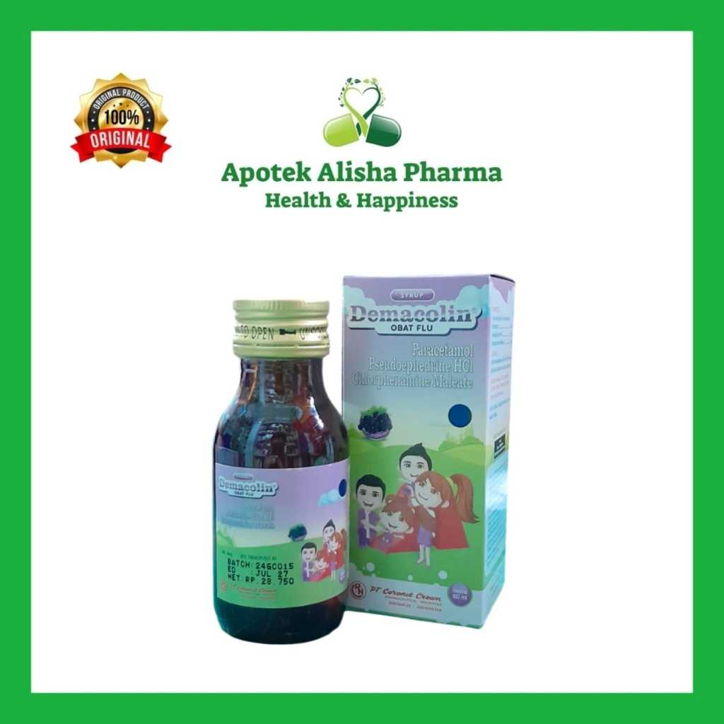 Demacolin Sirup 60ml - Demakolin syrup Obat Flu Pilek Alergi / Panas Demam Anak