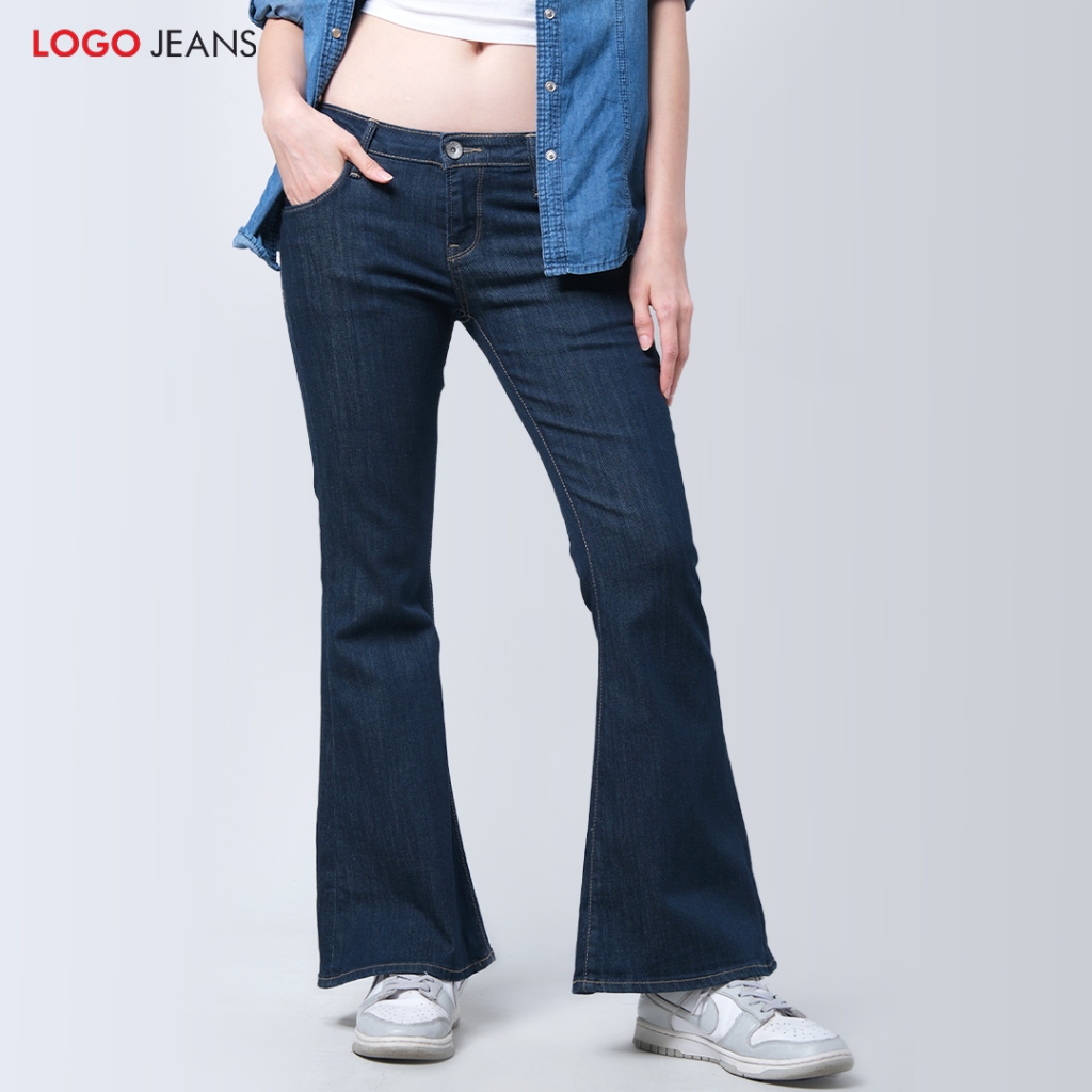 Logo Jeans Celana Jeans Wanita Flare I1 Series Dark Blue 43RI1L2DL