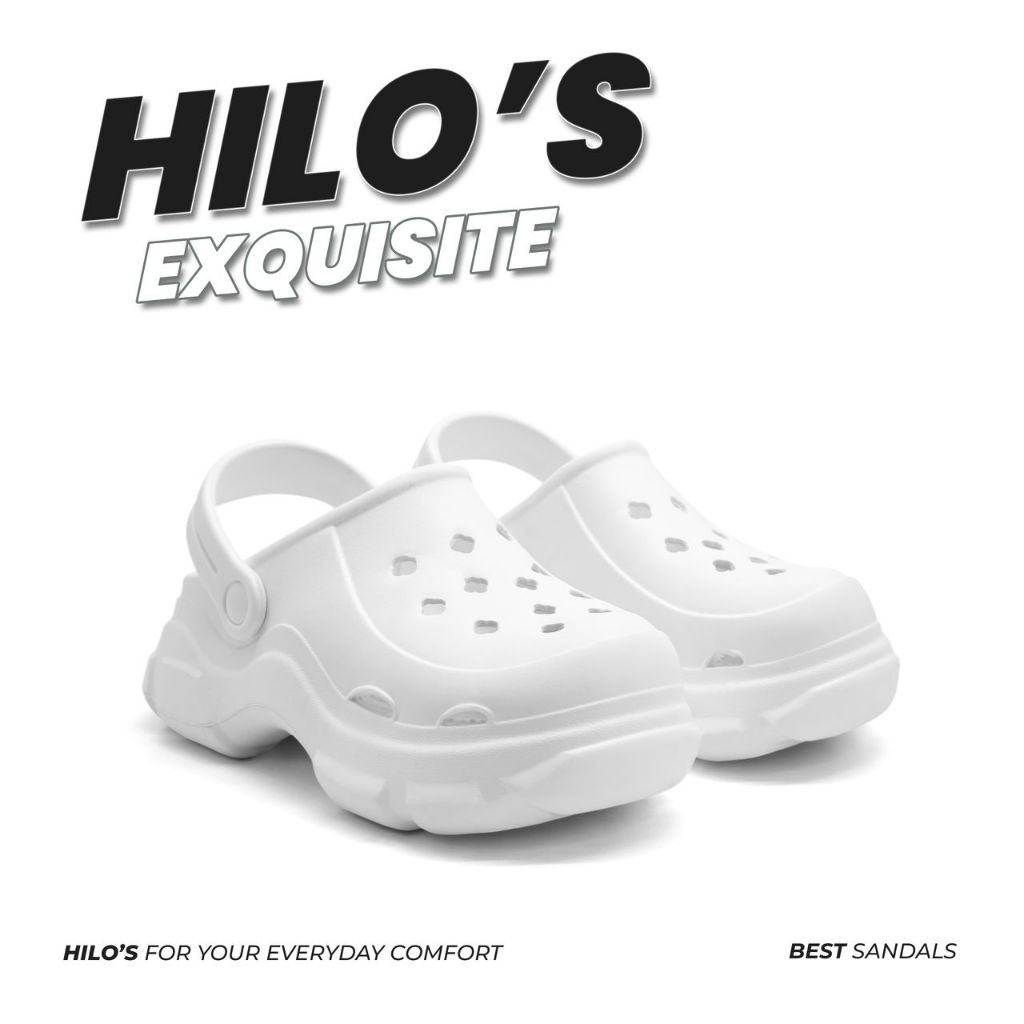 HILO'S - Sandal Crocs Wanita Putih Premium /Sandal Keren/ Sandal Lucu Ringan Anti Air Model Baim bah