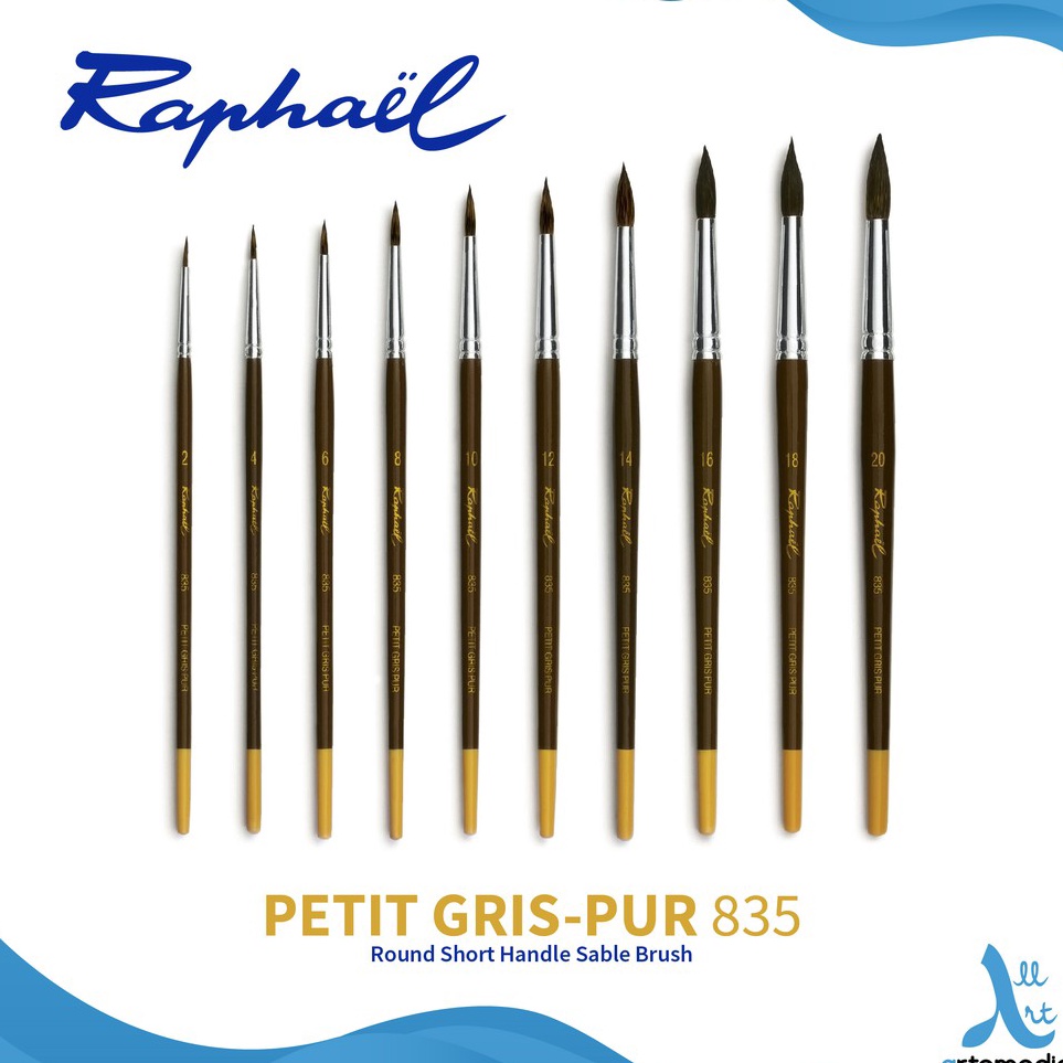 

Raphael 835 Round Petit Gris Squirrel Brush Short Handle ART L5F5