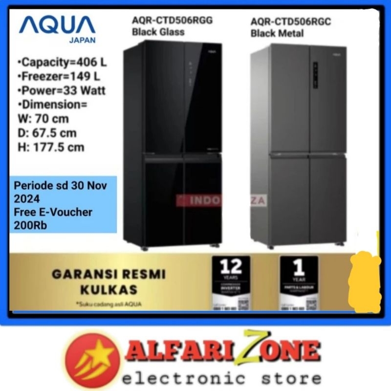 Kulkas AQUA 4 Pintu AQRCTD506RGC AQRCTD506RGG BB 406L Kulkas 4 Pintu multidor inverter AQRCTD506 Kul