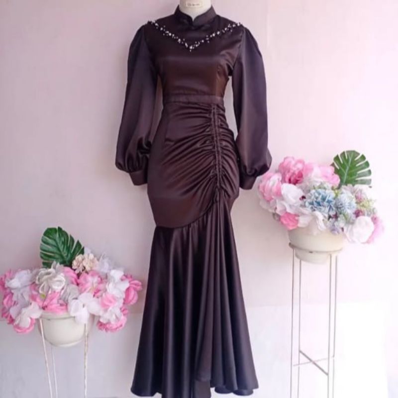 Dress serut paha baju kondangan wanita ootd bridesmaids baju perpisahan wisuda terbaru murah